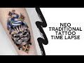 Tattoo timelapse cat neotraditional newschool