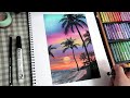 오일파스텔로 야자수 해변그리기, Drawing palm trees beach with oil pastel