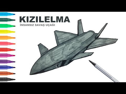 Easy Drawing Kizilelma Fighter I Kolay Kızılelma İnsansız Savaş Uçağı Çizimi  Siha Nasıl Çizilir?