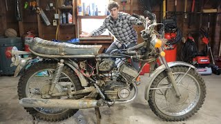 $50 2-Stoke Yamaha Motorcycle First Start Attempt. Will It Run? (Part 2)