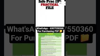 IP Practical File || CLASS 12th [2025-26] || WhatsApp-6307550360 For Purchasing PDF