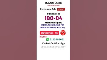 IBO 04 Solved Assignment PDF 2024-25 in English, PGDIBO program IBO-04 Solved assignments