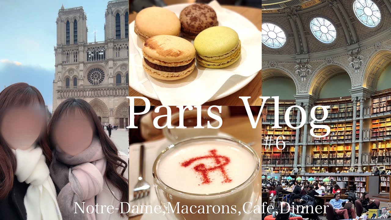 【Paris Vlog♯6】感動✨ノートルダムの中へ｜ピエールエルメカフェ☕️｜マレ地区で食べ歩き｜美しすぎる図書館｜レストラン・ブイヨンシャルティエでディナー｜