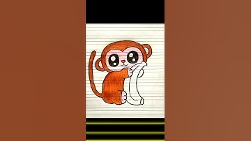 #shorts How to draw a cute monkey with banana easy drawing for kids step by step