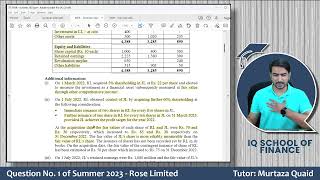 CFAP 1 | AAFR | Summer 2023 | Question No. 1 | Rose Limited | Sir Murtaza Quaid