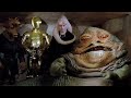 Jabba the hutt show it his power to princess leia licking her