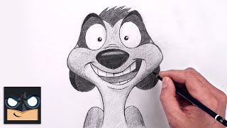 how to draw timon lion king sketch art lesson step by step