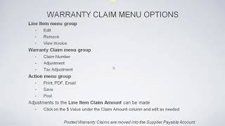 Webinar 15- Part 2 - Processing Warranties