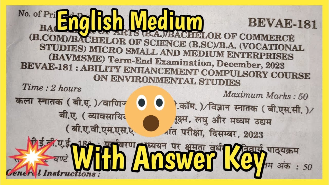 Crack the Bevae 181 Exam: Bevae 181 answer key 2023 english - YouTube