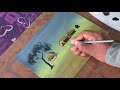 How to draw rural houses  trees with acrylic for beginners
