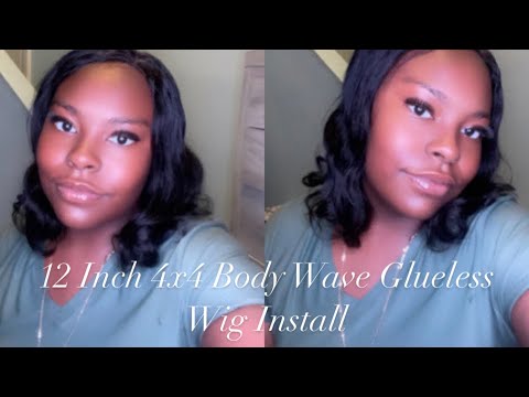 12 Inch 4X4 Glueless Body Wave Wig Install - Youtube