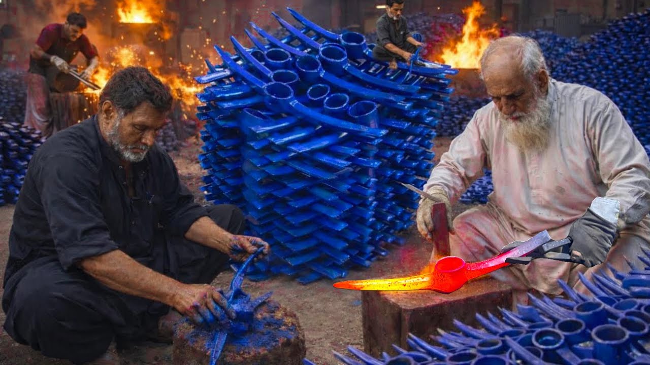 How old train wheels are turned into pickaxes | Complete factory manufacturing process |