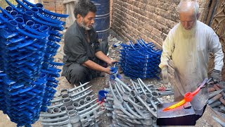 Unbelievable recycling old train wheels converted into heavy duty pickaxes| complete making process 