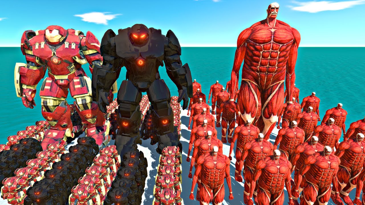 Hulkbuster Team + Shadow Itself vs Colossal Titan Team - Animal Revolt Battle Simulator