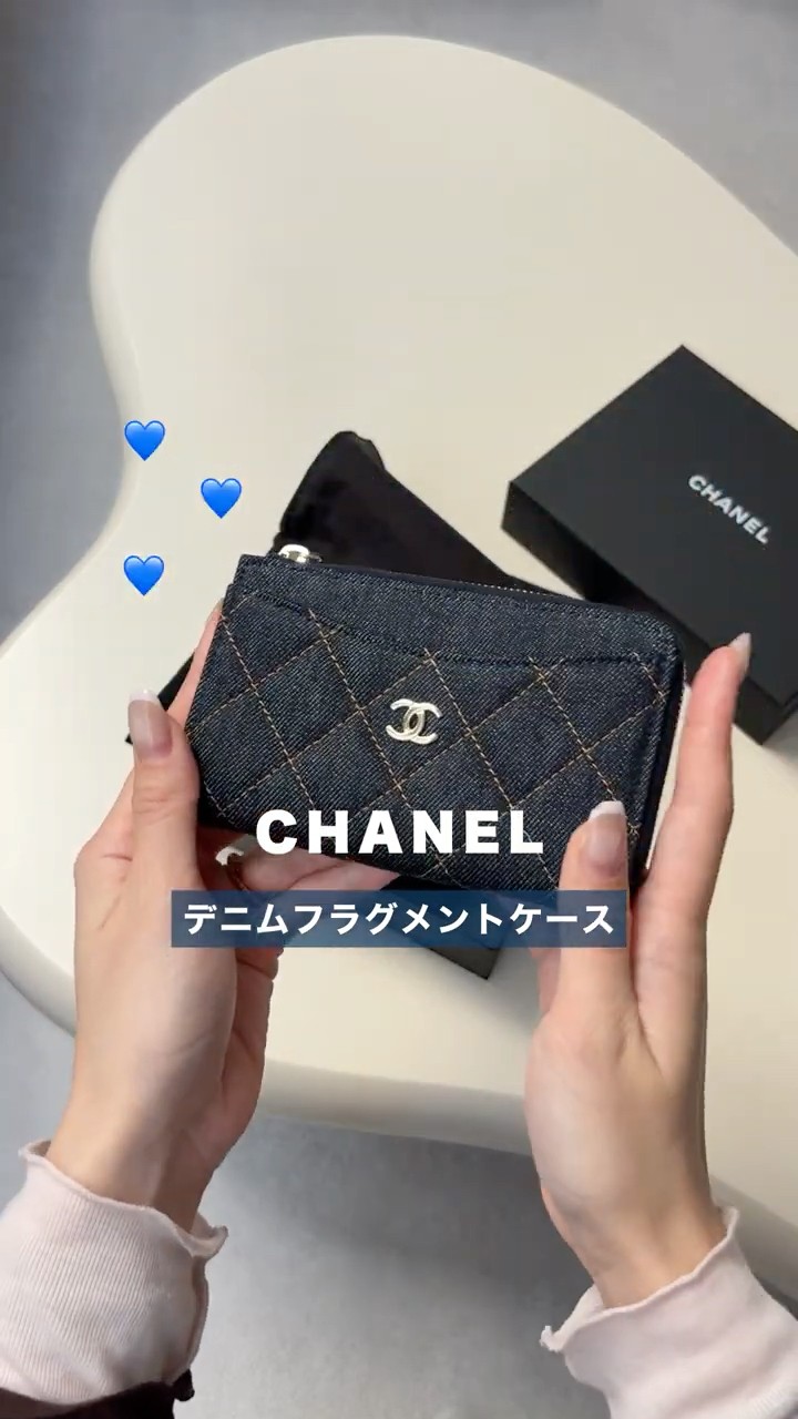 26p シャネル　フラグメントケース　ミニ財布　デニム 春っぽさ満点🌸大満足の収納力✨／シャネルのデニムフラグメントケース