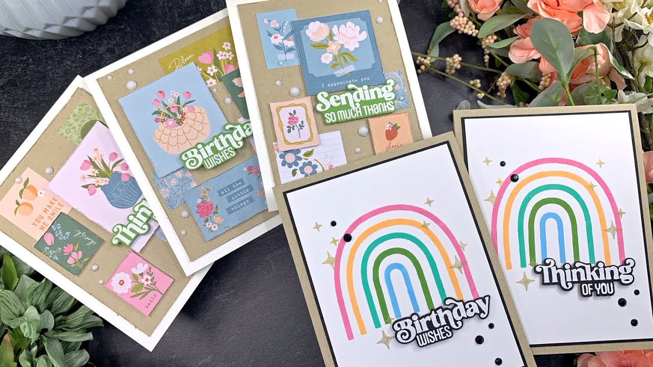 SSS August Card Kit Unboxing + 5 Cards! | Retro Wishes Kit