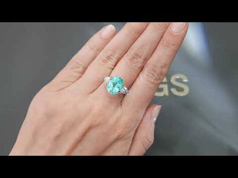 Neon blue Paraiba tourmaline oval cut 4.74 carats from Mozambique Video  № 4