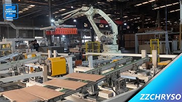 Fully Automatic Wood Plank Board Multi Rip Saw Machines Line With Robot Arm Loading + Unloading