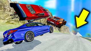 СПУСК С ГОРЫ НА МАКСИМАЛЬНОЙ СКОРОСТИ НА РАНДОМНЫХ МАШИНАХ В BeamNG drive!