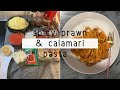 Quick  easy spicy prawn  calamari seafood pastasouth african youtuber