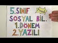 5. Sınıf Sosyal Bilgiler 1. Dönem 2. Yazılı (Puanlı)