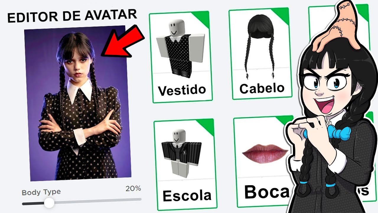 como pegar o cabelo da wandinha no roblox de graça no avatar