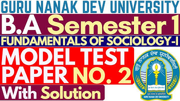 BA 1st Sem Sociology Syllabus | Fundamentals of Sociology | GNDU Sociology Syllabus | Model Paper 2