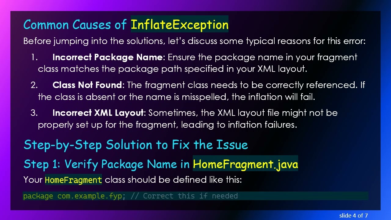 Resolving the InflateException Error in Android Fragments