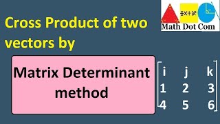 Cross Product of two Vectors by Matrix Determinant Method | Algebraic Method | Math Dot Com