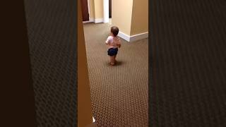 Baby runs into wall learning to walk
