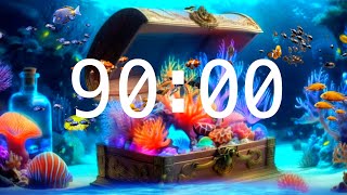 90 Minute Countdown Timer with Alarm | Calming Music | Fantasy Ocean Timer