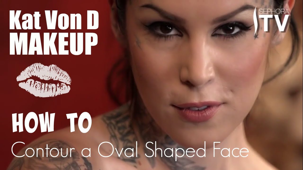 Kat Von D Makeup - How to Contour an Oval Face Shape Using Everlasting Bronzer and Blush - YouTube