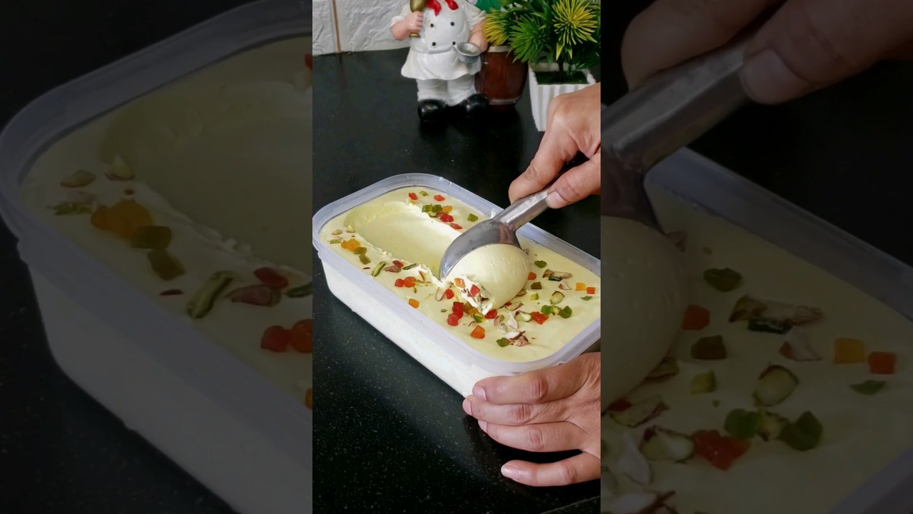 Custard Ice Cream Recipe 4 Ingredients | सिर्फ 2 Cup दूध से १० लोगों के लिए Ice Cream #icecream