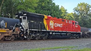 HUGE CSX Freight M561 with 2 Gevo's meets CSX Intermodal I166 with 2 Brand New CPKC in Unionville OH