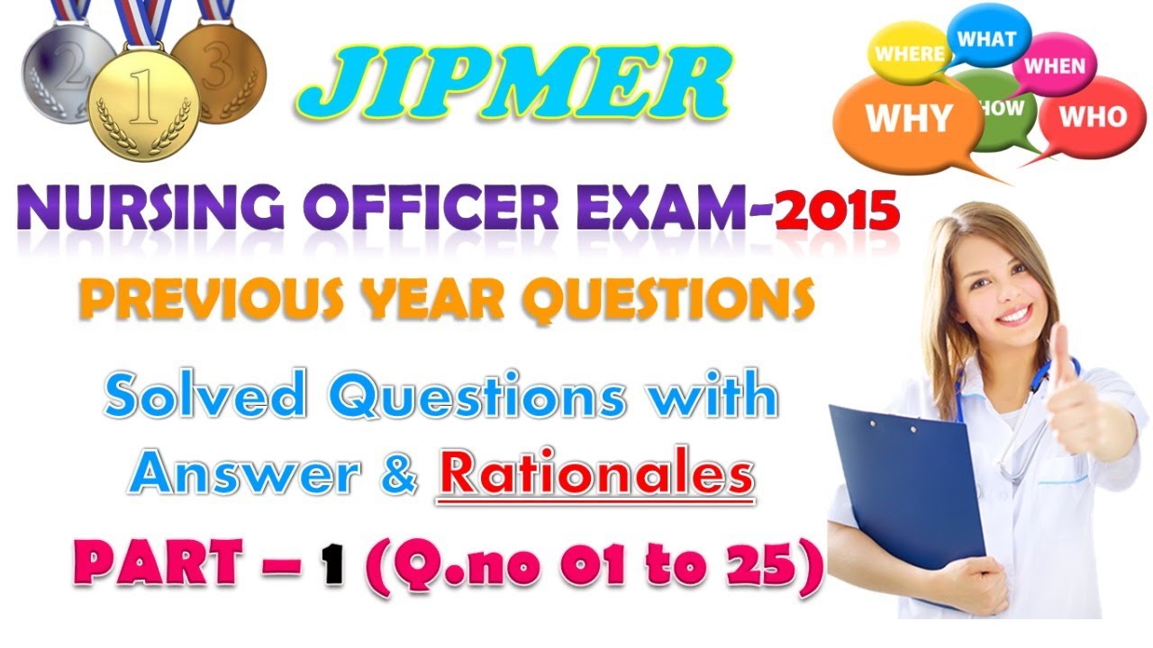 Jipmer Nursing Officer Previous Year Question Papers JIPMER Nursing officer solved question paper P- 1| Nursing officer