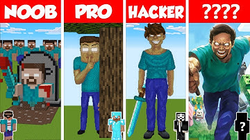 Minecraft REAL LIFE HEROBRINE HOUSE BUILD CHALLENGE - NOOB vs PRO vs HACKER vs GOD / Animation