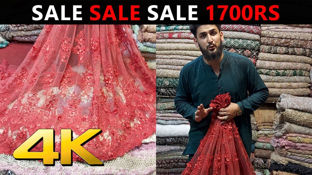 Cutdane work Hand Embroidery Sale 1700 | EP2 Handwork Cutdana Net Fabric | EK Fabrics #SaraClothes