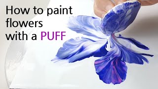 (558) How to paint flowers with a cosmetic puff | Fluid Acrylic Pouring | Designer Gemma77