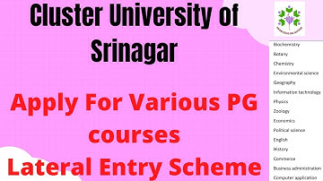 Cluster university of srinagar Apply for various PG courses under lateral entry scheme