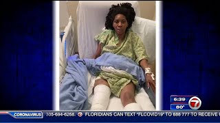 Mother of 6 hospitalized after being struck by car at Hallandale Beach bus stop