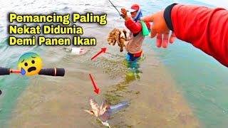 JANGAN DITIRU..!! Nekat Melawan Ombak Besar Demi Panen Ikan Di Spot Mancing Paling Ekstrime
