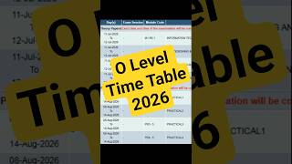 O Level Exam Date 2026 Out ✅ | Complete Time Table July 2026