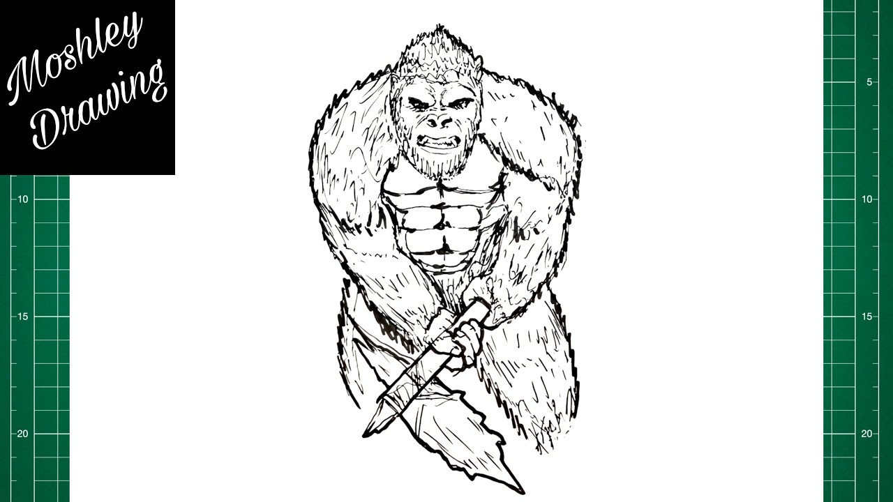 How to Draw King Kong with Axe - YouTube