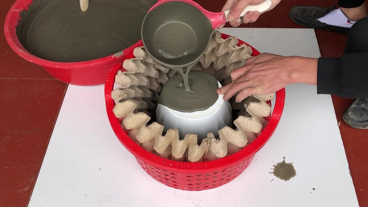 Amazing Idea - How to make potted plant from egg trays and cement very easily