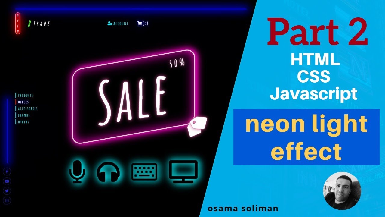 Build Website with neon Light effect From Scratch using Html + CSS ...
