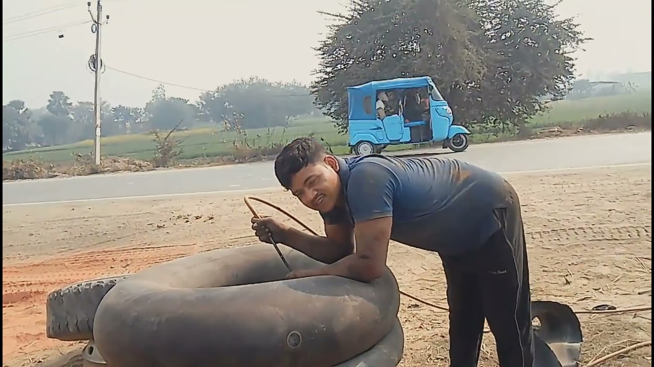Haiba ka do tyre puncture repair 😍 #tyre technical 