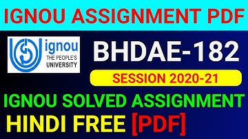 BHDAE-182 Solved Assignment 2021, BHDAE 182 Solved Assignment 2020-21 in Hindi, BHDAE 182 Assignment