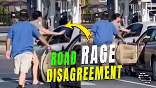 Girl Have a Road Rage Disagreement with a Driver at a Traffic Light