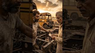 Burnt Bus to Luxury Home 🚌🔥 | Complete Transformation with Alloy Wheels #restoration #shortsfeed
