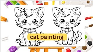 Cute cat coloring page for kids & toddlers|cat painting|Easy kids  drawing #kids #cat